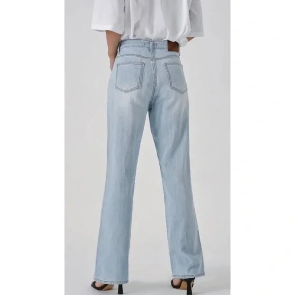 FM2050 Ren Wide Leg Whitewashed High Rise  Denim Jeans Medium